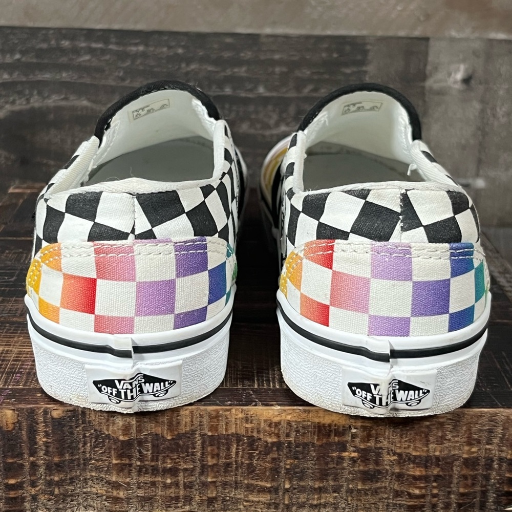 Vans Asher Slip On Rainbow Check Low Skate Multicolor Shoes Size 7.5 - Picture 5 of 7